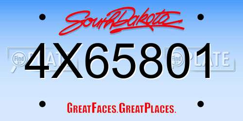 4X65801 South Dakota License Plate