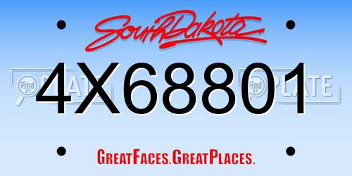 4X68801 South Dakota License Plate