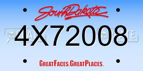 4X72008 South Dakota License Plate
