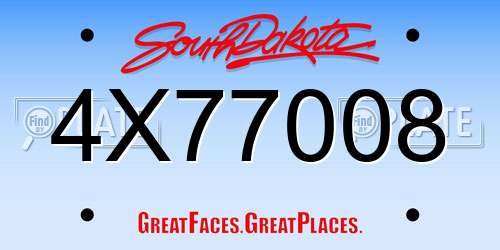 4X77008 South Dakota License Plate
