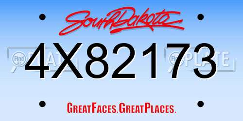 4X82173 South Dakota License Plate