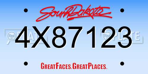 4X87123 South Dakota License Plate