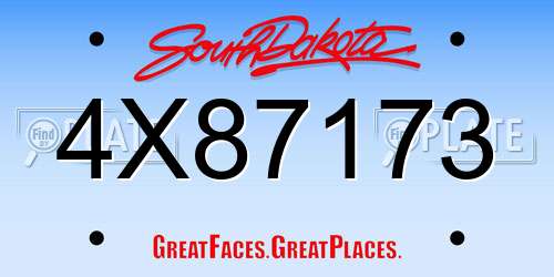 4X87173 South Dakota License Plate