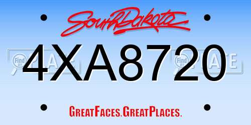 4XA8720 South Dakota License Plate