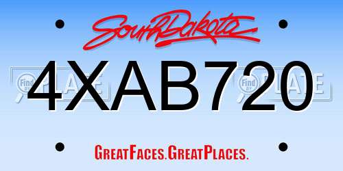 4XAB720 South Dakota License Plate
