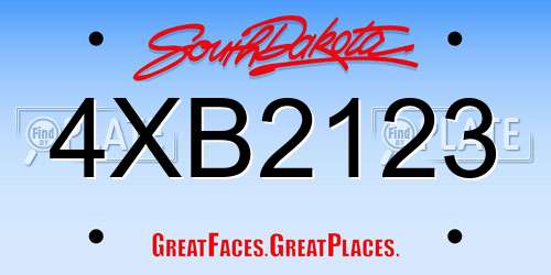 4XB2123 South Dakota License Plate