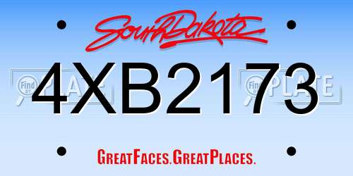 4XB2173 South Dakota License Plate