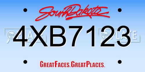 4XB7123 South Dakota License Plate