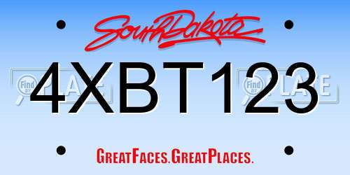 4XBT123 South Dakota License Plate