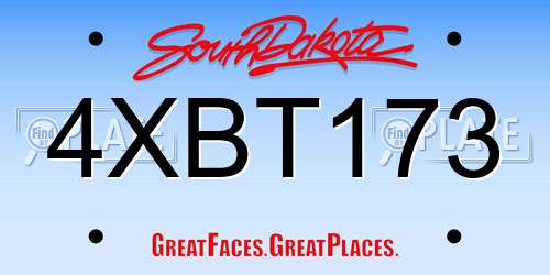 4XBT173 South Dakota License Plate