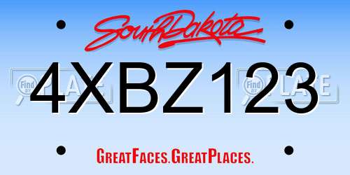 4XBZ123 South Dakota License Plate