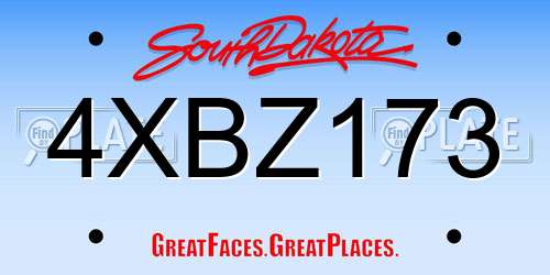 4XBZ173 South Dakota License Plate