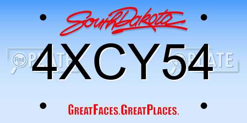 4XCY54 South Dakota License Plate