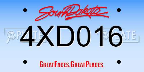 4XD016 South Dakota License Plate