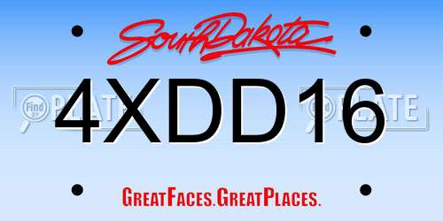 4XDD16 South Dakota License Plate