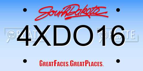 4XDO16 South Dakota License Plate