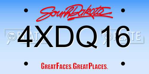 4XDQ16 South Dakota License Plate
