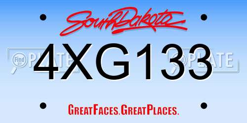 4XG133 South Dakota License Plate