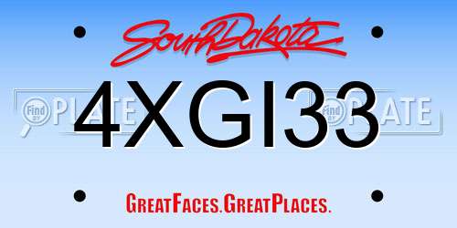 4XGI33 South Dakota License Plate