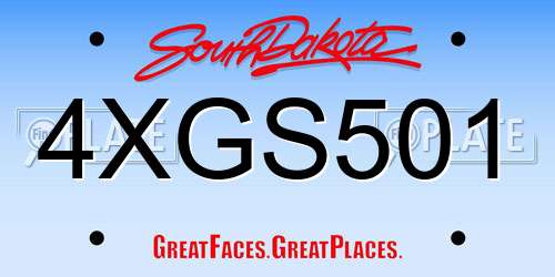4XGS501 South Dakota License Plate