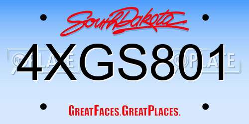 4XGS801 South Dakota License Plate
