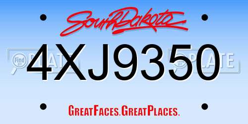 4XJ9350 South Dakota License Plate
