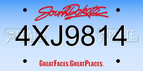 4XJ9814 South Dakota License Plate
