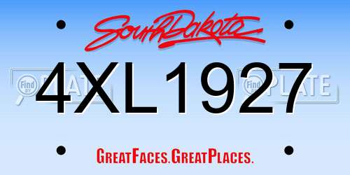 4XL1927 South Dakota License Plate