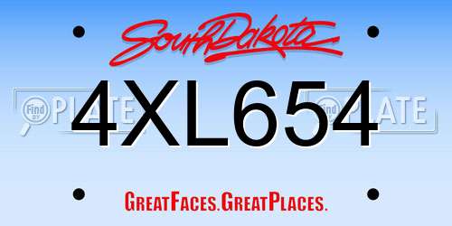 4XL654 South Dakota License Plate
