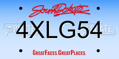 4XLG54 South Dakota License Plate