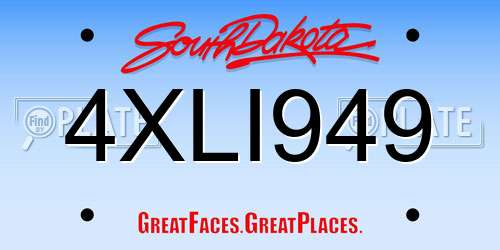 4XLI949 South Dakota License Plate