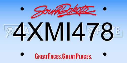 4XMI478 South Dakota License Plate