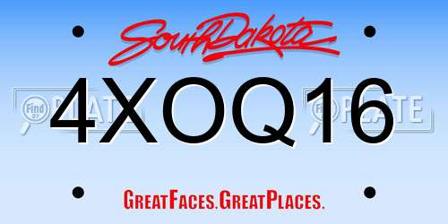 4XOQ16 South Dakota License Plate