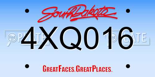 4XQ016 South Dakota License Plate