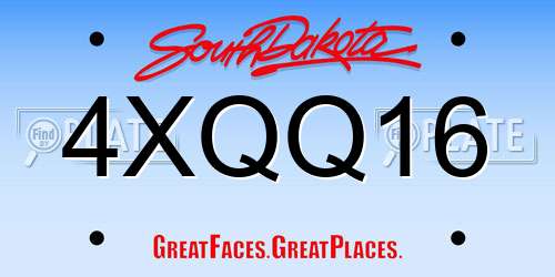 4XQQ16 South Dakota License Plate