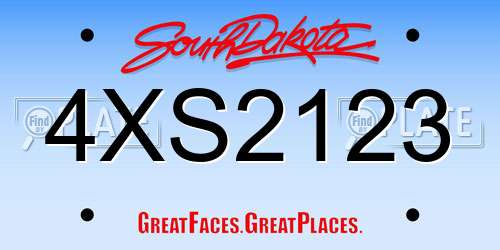 4XS2123 South Dakota License Plate