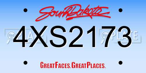 4XS2173 South Dakota License Plate