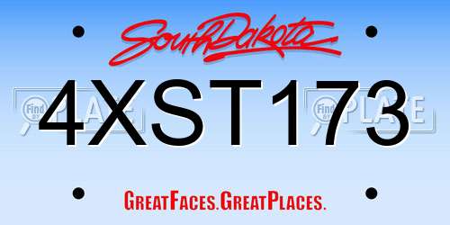 4XST173 South Dakota License Plate