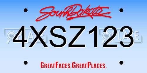 4XSZ123 South Dakota License Plate