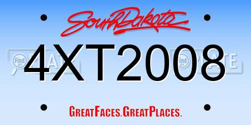 4XT2008 South Dakota License Plate