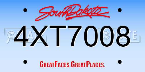 4XT7008 South Dakota License Plate