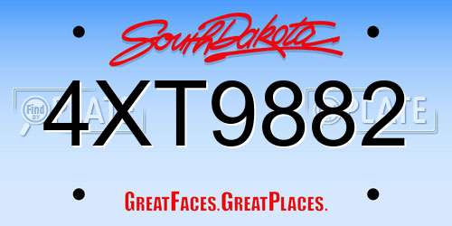 4XT9882 South Dakota License Plate