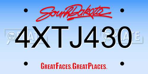 4XTJ430 South Dakota License Plate
