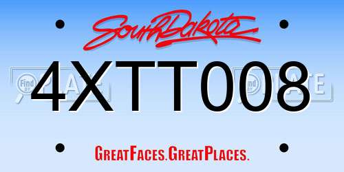 4XTT008 South Dakota License Plate