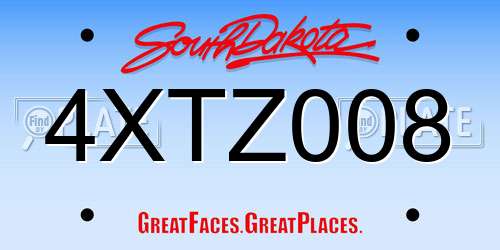 4XTZ008 South Dakota License Plate