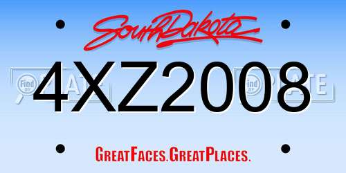 4XZ2008 South Dakota License Plate