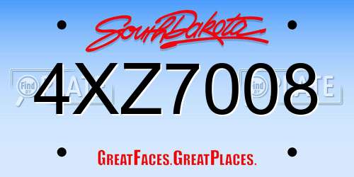 4XZ7008 South Dakota License Plate