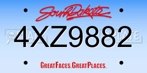 4XZ9882 South Dakota License Plate