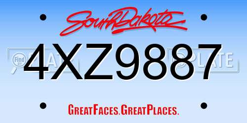 4XZ9887 South Dakota License Plate