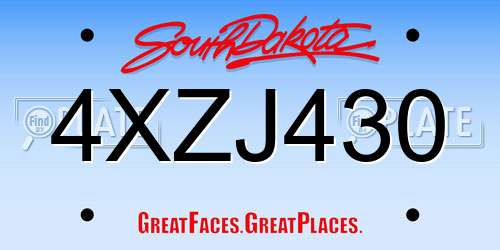 4XZJ430 South Dakota License Plate